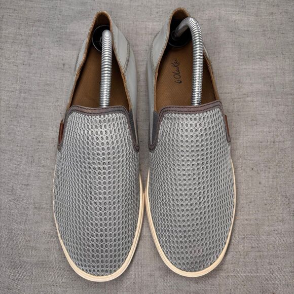 Olukai Pehuea Sneaker Grey Blue Mesh Slip On Loafer Boat Shoe Women’s Size 10 - Picture 5 of 11